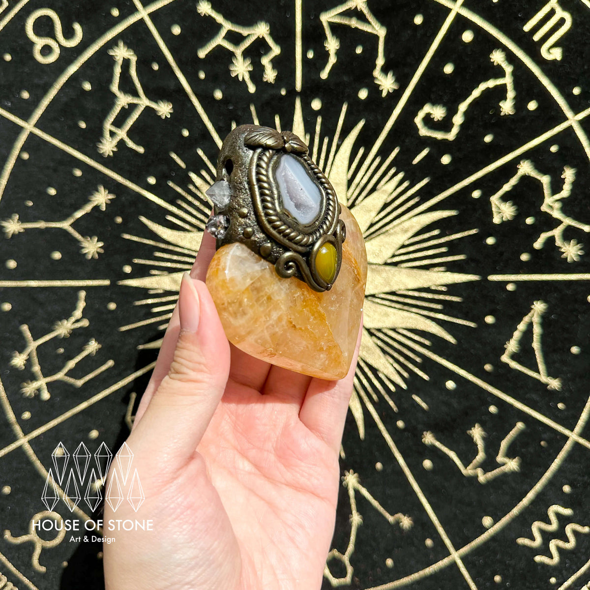Handmade Natural Golden Healer Pendant Necklace/Magic Quartz Crystal Protection Pendant/Talisman Amulet Jewelry/Chakra/Altar Tool
