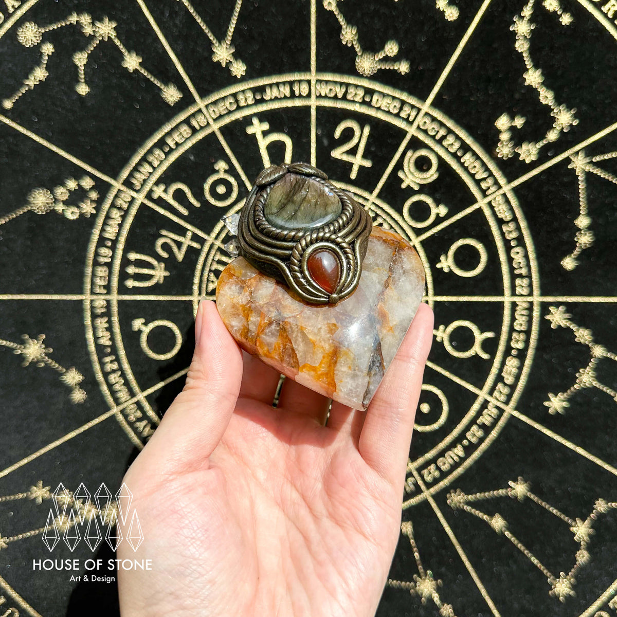 Handmade Natural Golden Healer Pendant Necklace/Magic Quartz Crystal Protection Pendant/Talisman Amulet Jewelry/Chakra/Altar Tool