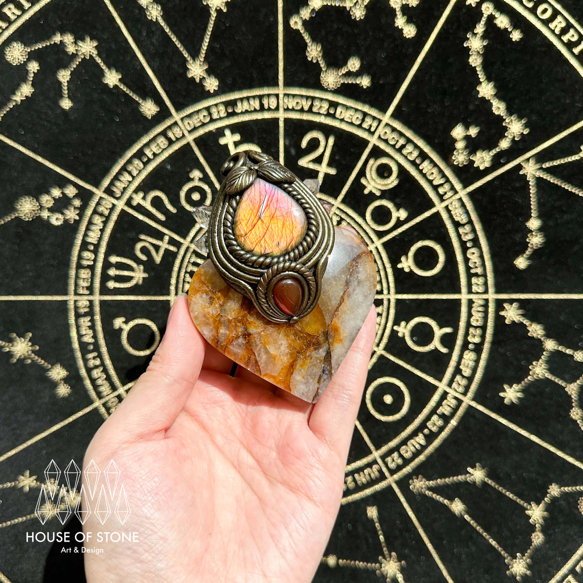 Handmade Natural Golden Healer Pendant Necklace/Magic Quartz Crystal Protection Pendant/Talisman Amulet Jewelry/Chakra/Altar Tool