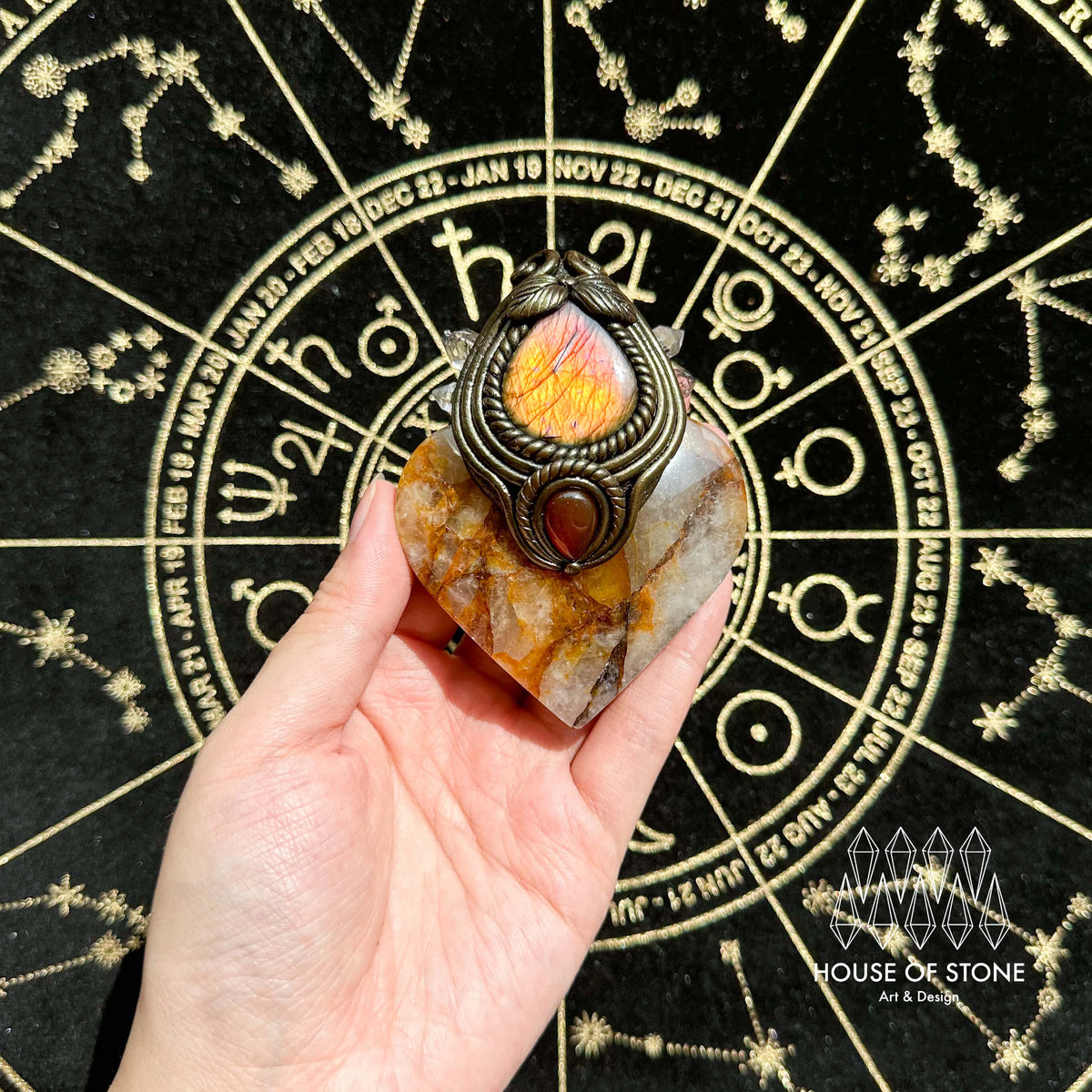 Handmade Natural Golden Healer Pendant Necklace/Magic Quartz Crystal Protection Pendant/Talisman Amulet Jewelry/Chakra/Altar Tool
