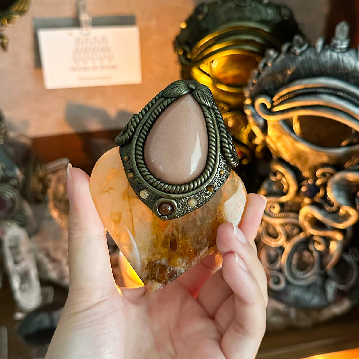 Handmade Natural Golden Healer Pendant Necklace/Magic Quartz Crystal Protection Pendant/Talisman Amulet Jewelry/Chakra/Altar Tool