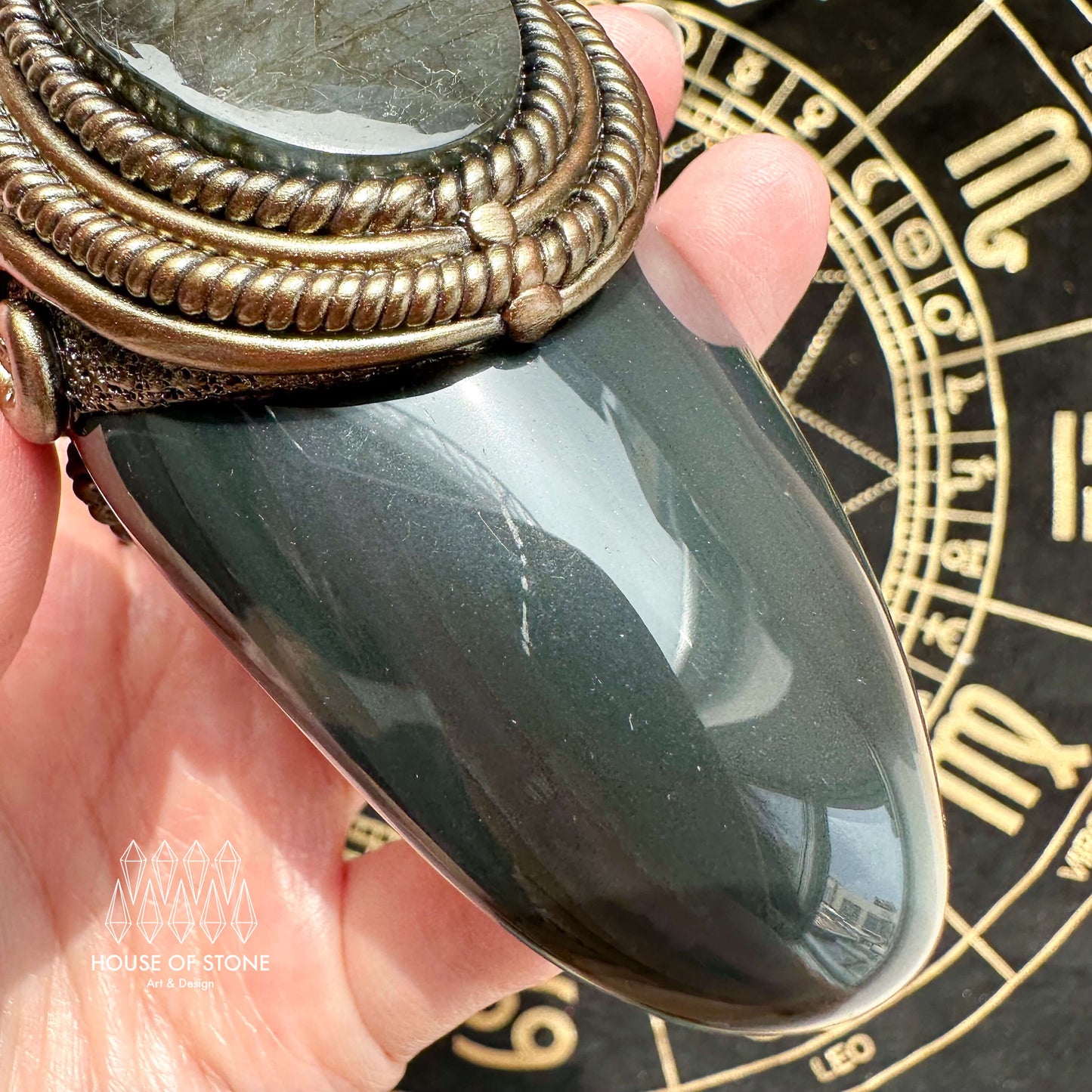 Natural Handmade Rainbow Obsidian Pendant Necklace/Magic Crystal Double-sided Pendant/Amethyst Labradorite Necklace/Root Chakra/Altar Tool