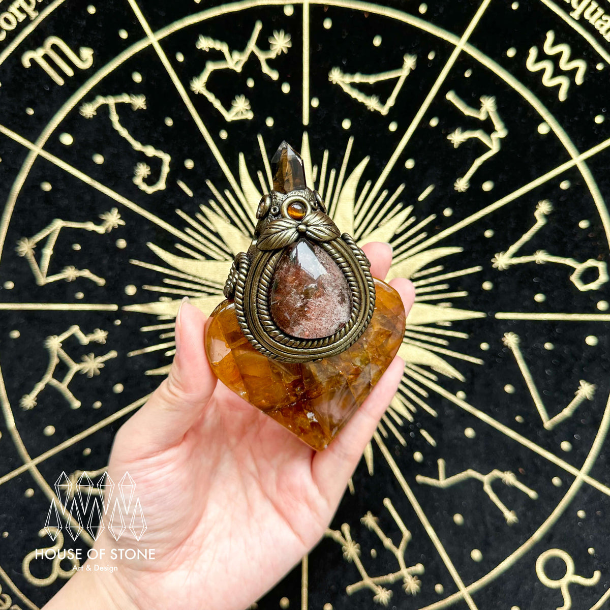 Handmade Natural Golden Healer Pendant Necklace/Magic Swiss Quartz Crystal Protection Pendant/Talisman Amulet Jewelry/Chakra/Altar Tool