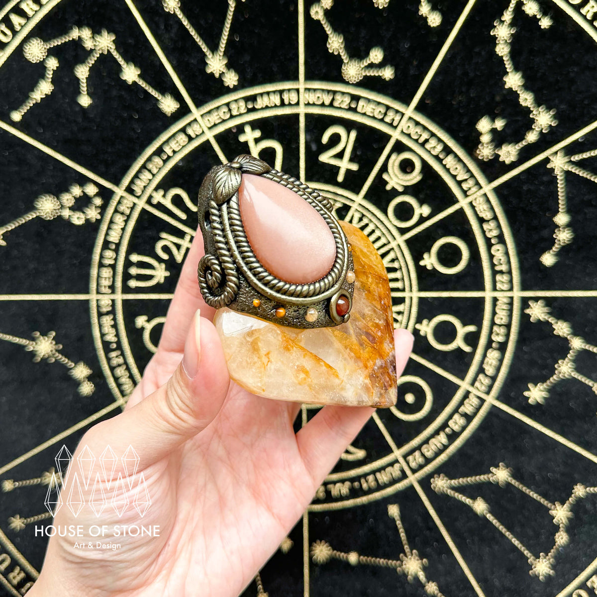 Handmade Natural Golden Healer Pendant Necklace/Magic Quartz Crystal Protection Pendant/Talisman Amulet Jewelry/Chakra/Altar Tool