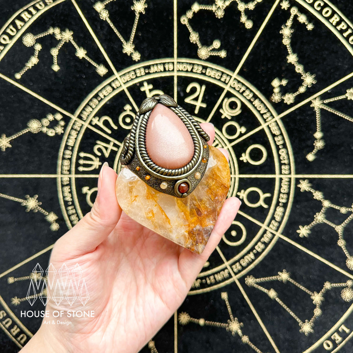 Handmade Natural Golden Healer Pendant Necklace/Magic Quartz Crystal Protection Pendant/Talisman Amulet Jewelry/Chakra/Altar Tool