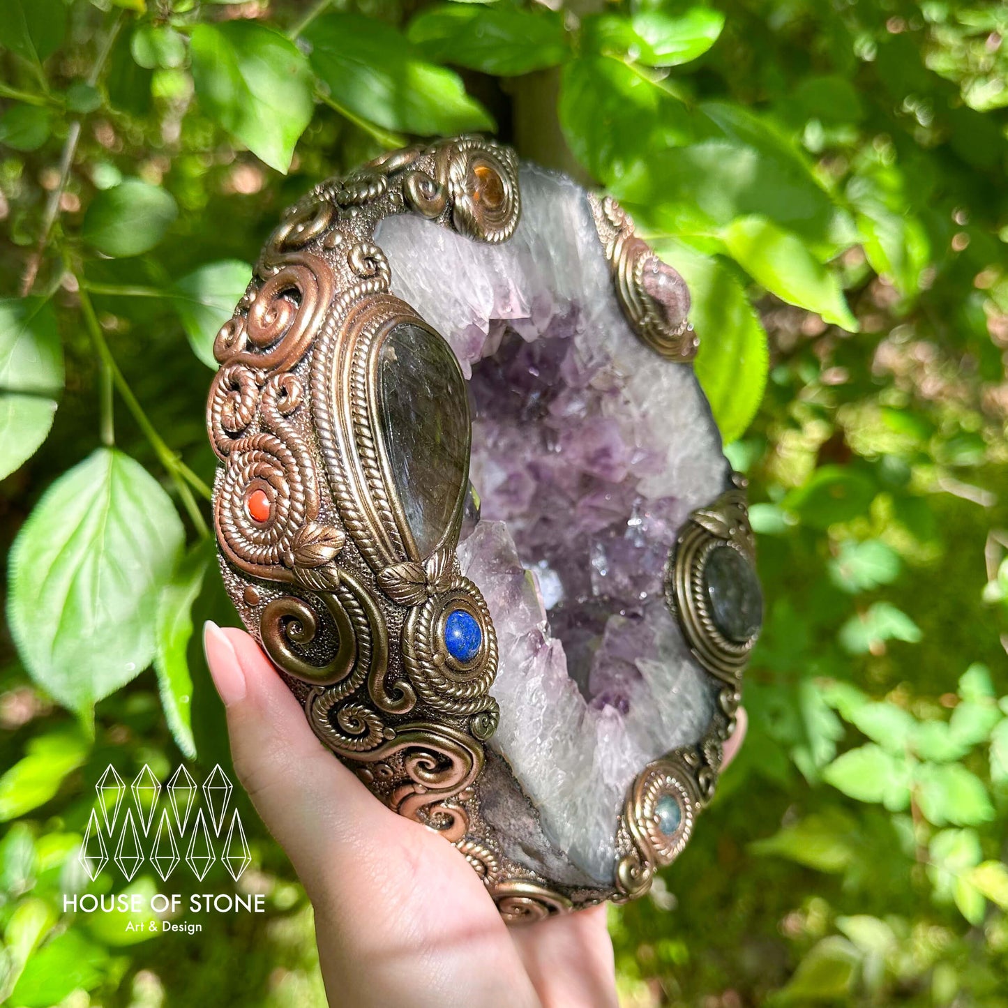 Natural Amethyst Portal Slice Geode Mirror/Brazil Amethyst Geode Druzy Portal Mirror/Handmade Crystal Portal Slice Mirror/Altar Tools