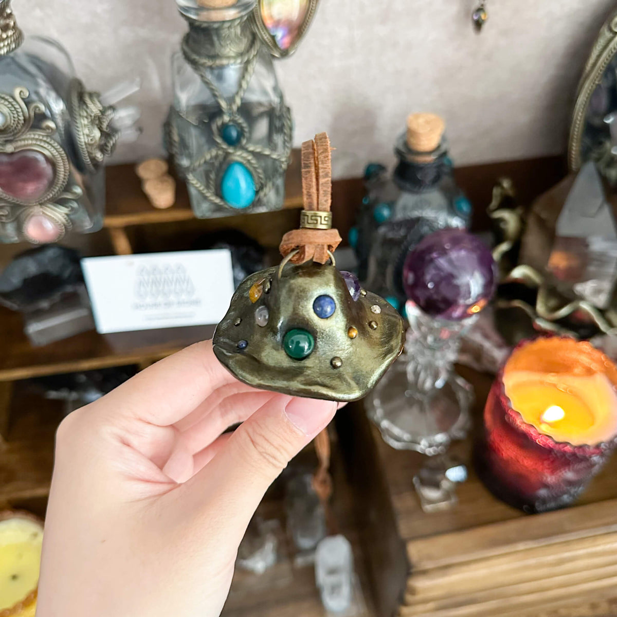 Handmade Natural Clear Quartz Pendant Necklace/Magic Mushroom Crystal Protection Pendant/Amulet Talisman Jewelry/Chakra/Altar Tool