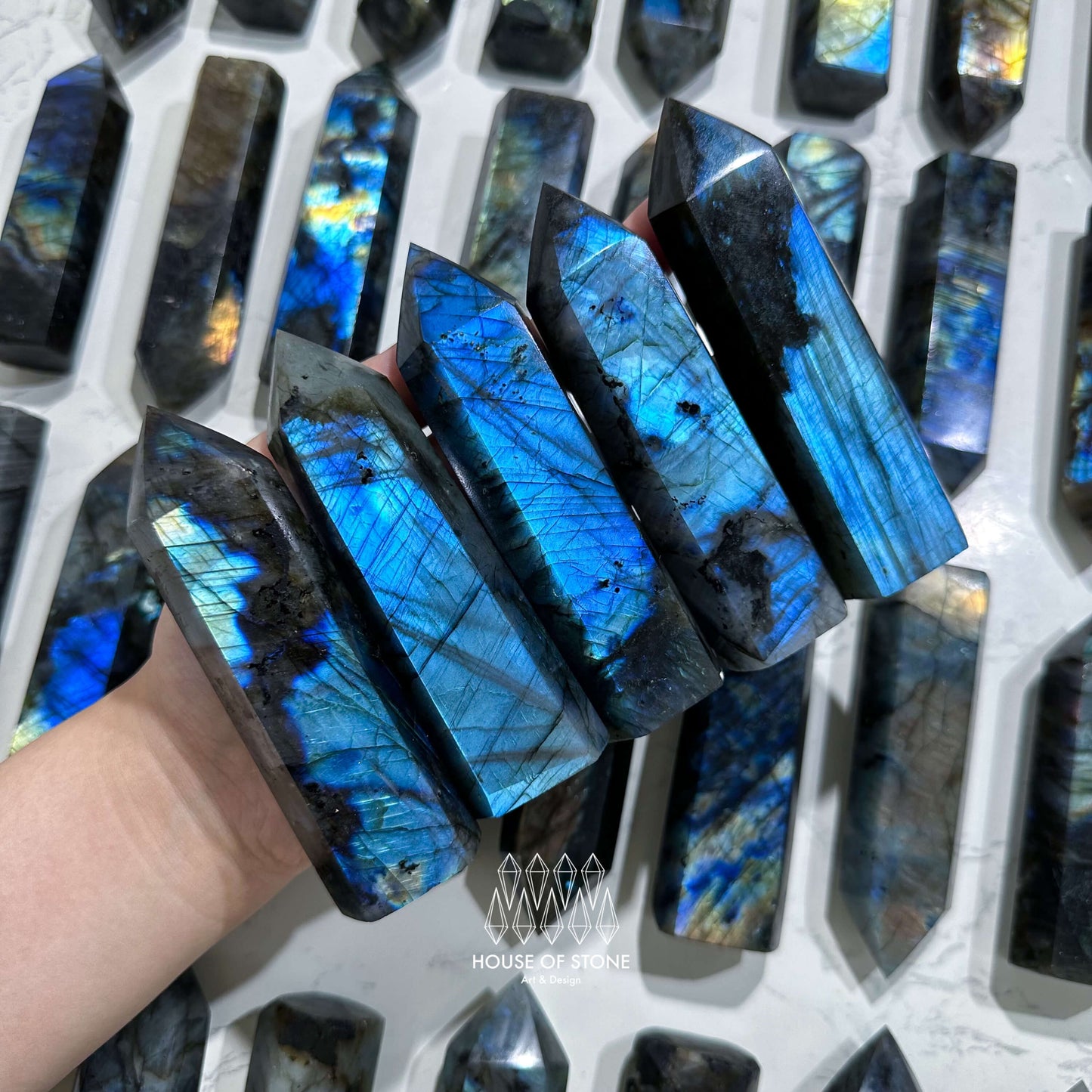 Natural Labradorite Point Tower/Rainbow Labradorite Crystal Point Wand/Labradorite Crystal Obelisk/Blue Flash Tower/Chakra Healing/AAA