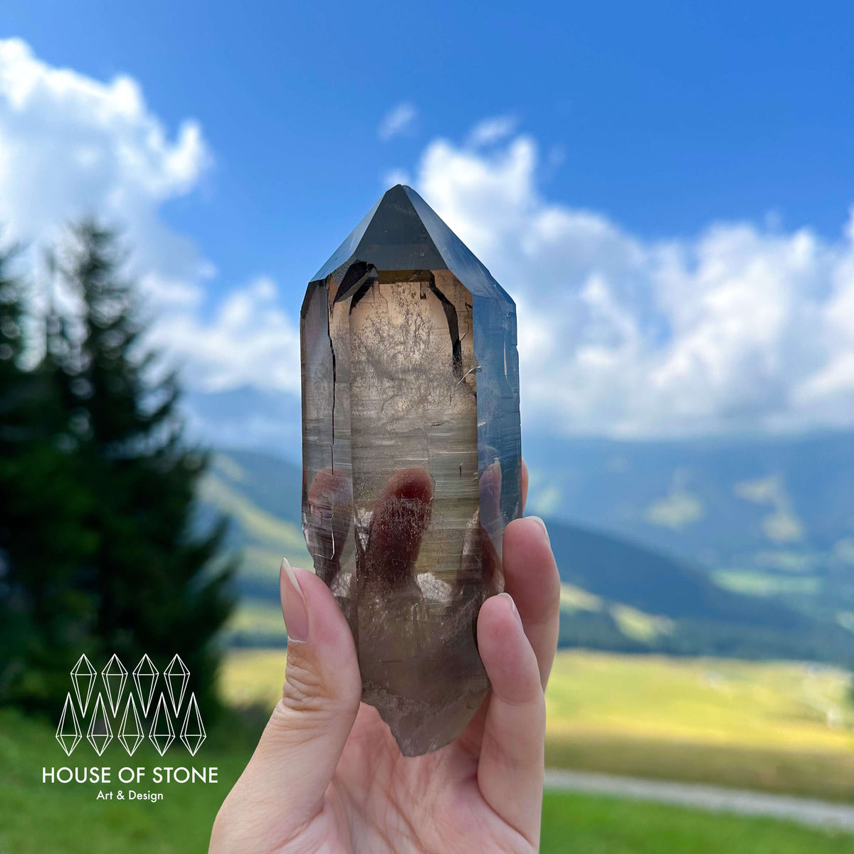 Swiss Smoky Quartz Point Specimen/Large Switzerland Smoky Quartz Tower/Alpine Mineral/Apls Quartz