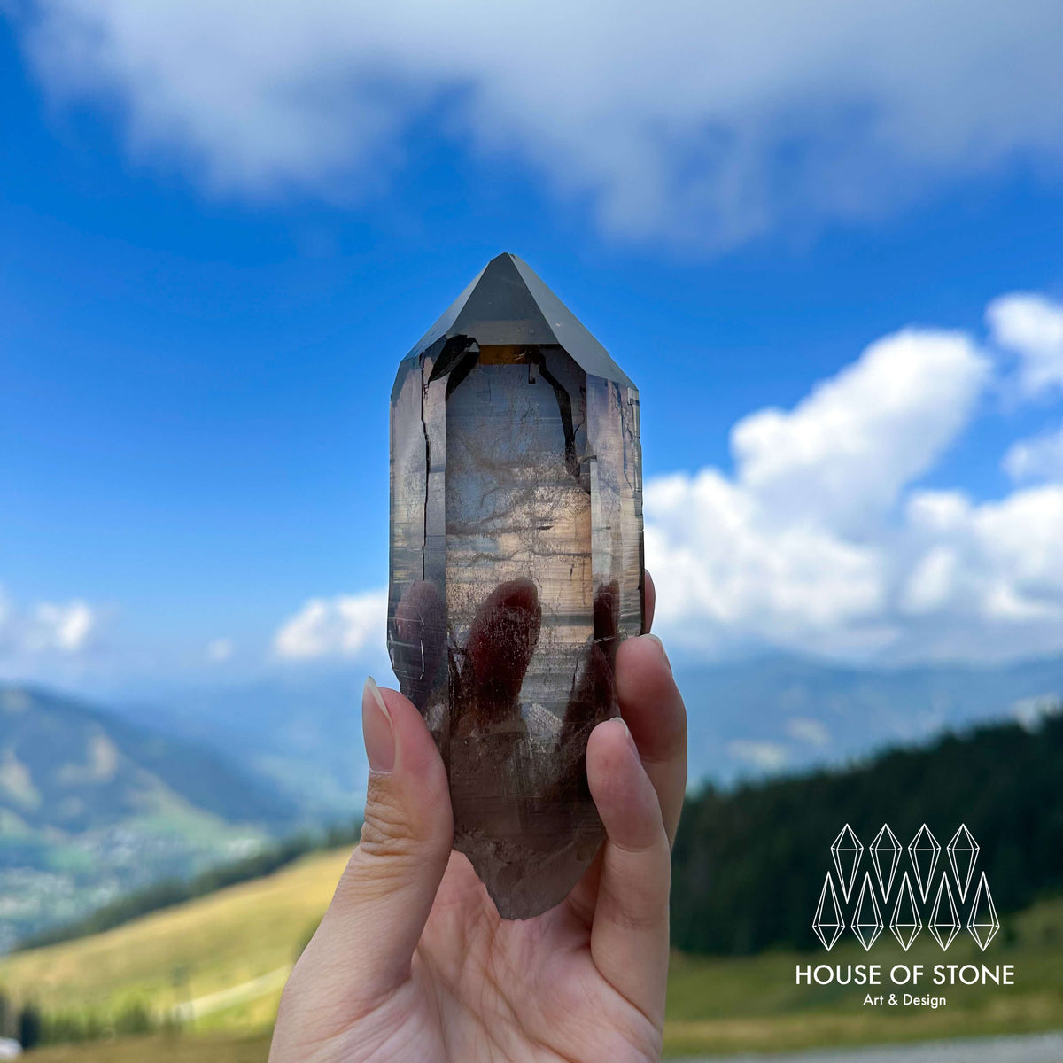 Swiss Smoky Quartz Point Specimen/Large Switzerland Smoky Quartz Tower/Alpine Mineral/Apls Quartz