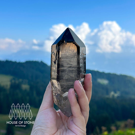 Swiss Smoky Quartz Point Specimen/Large Switzerland Smoky Quartz Tower/Alpine Mineral/Apls Quartz