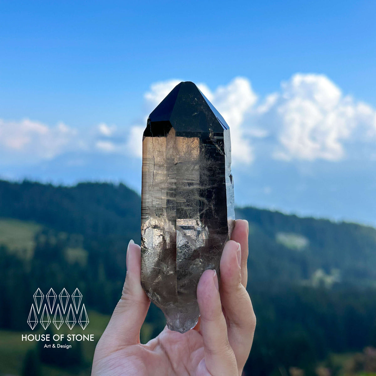 Swiss Smoky Quartz Point Specimen/Large Switzerland Smoky Quartz Tower/Alpine Mineral/Apls Quartz