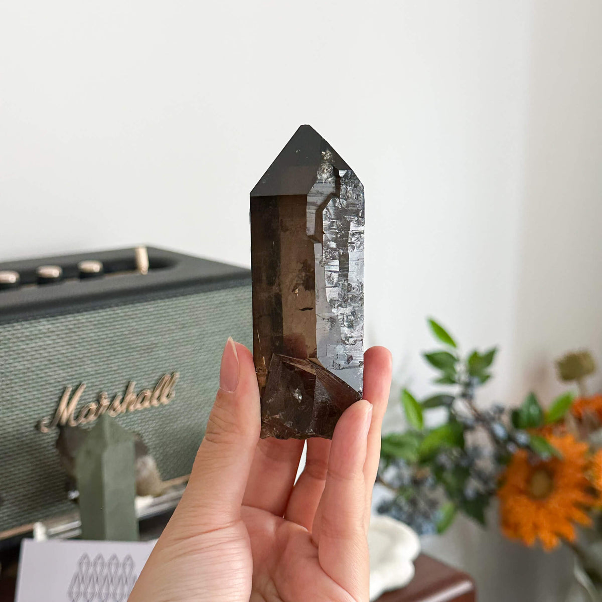 Swiss Smoky Quartz Point Specimen/Switzerland Dark Smoky Quartz Tower/Alpine Mineral/Apls Quartz