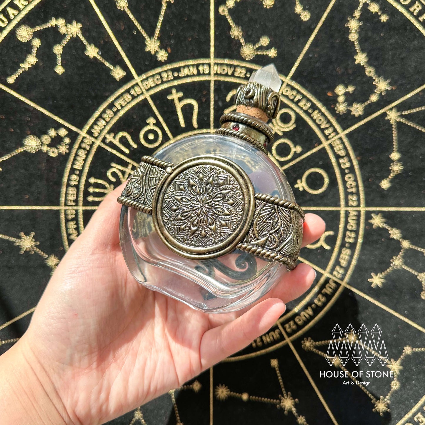 Handmade Natural Crystal Spell Jar/Apothecary Spell Jar/Magic Potion Bottle/Witch Apothecary Bottle/Large Wish bottle/Intention bottle