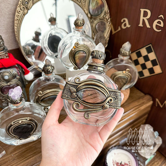 Handmade Natural Crystal Spell Jar/Apothecary Spell Jar/Magic Potion Bottle/Witch Apothecary Bottle/Large Wish bottle/Intention bottle