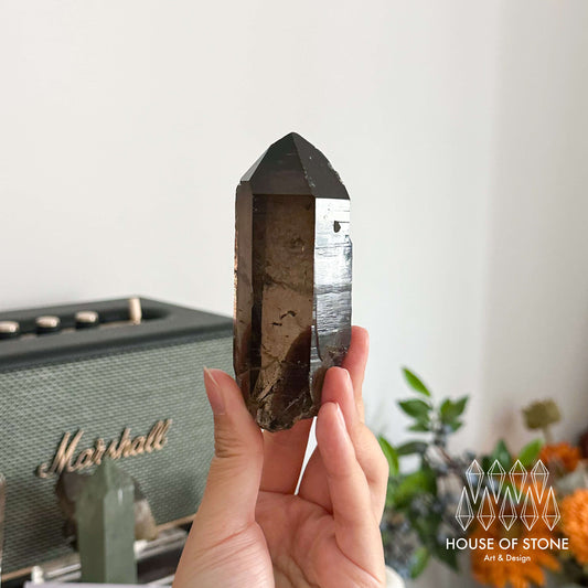 Swiss Smoky Quartz Point Specimen/Switzerland Dark Smoky Quartz Tower/Alpine Mineral/Apls Quartz