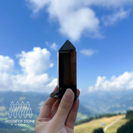 Alpine Mineral Morion Smoky Quartz Point Specimen/Swiss Tower Apls/Double Terminated Quartz Points/Dark Smoky Quartz Floater Quartz Cluster