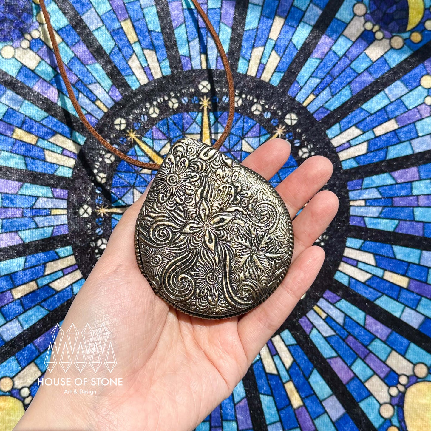 Handmade Natural Black Obsidian Pendant Necklace/Magic Obsidian Mirror Crystal Pendant/Scrying Mirror Talisman Protection Jewelry/Altar Tool