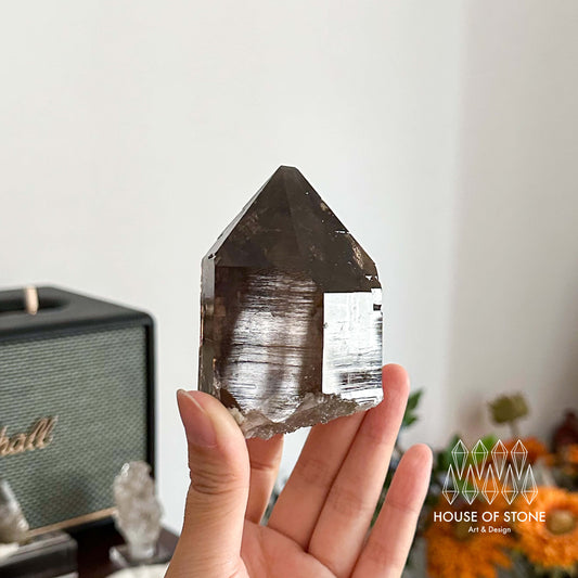 Swiss Smoky Quartz Point Specimen/Switzerland Smoky Quartz Tower with Floater/Alpine Mineral/Apls Quartz