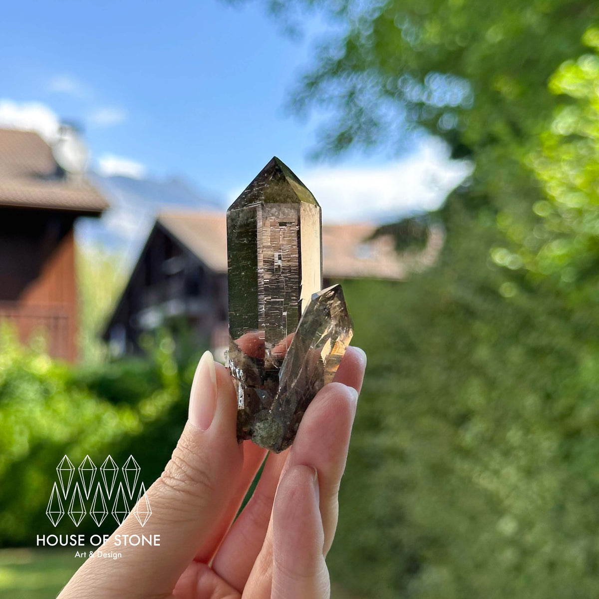 Alpine Mineral Light Smoky Quartz Point Cluster Specimen/Swiss Cluster Apls/Double Terminated Quartz Cluster
