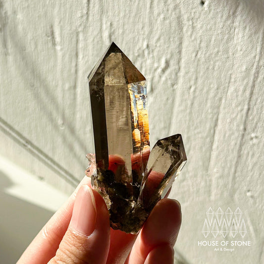 Alpine Mineral Light Smoky Quartz Point Cluster Specimen/Swiss Cluster Apls/Double Terminated Quartz Cluster