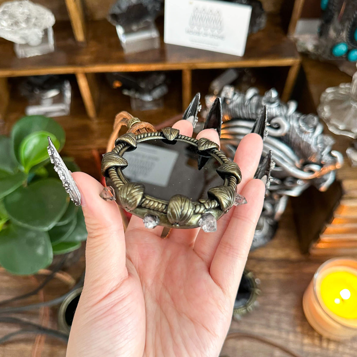 Handmade Natural Black Obsidian Pendant Necklace/Magic Obsidian Mirror Crystal Pendant/Scrying Mirror Talisman Protection Jewelry/Altar Tool