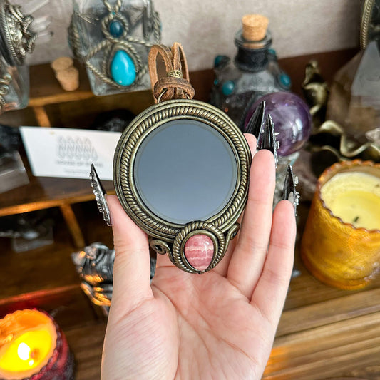 Handmade Natural Black Obsidian Pendant Necklace/Magic Obsidian Mirror Crystal Pendant/Scrying Mirror Talisman Protection Jewelry/Altar Tool