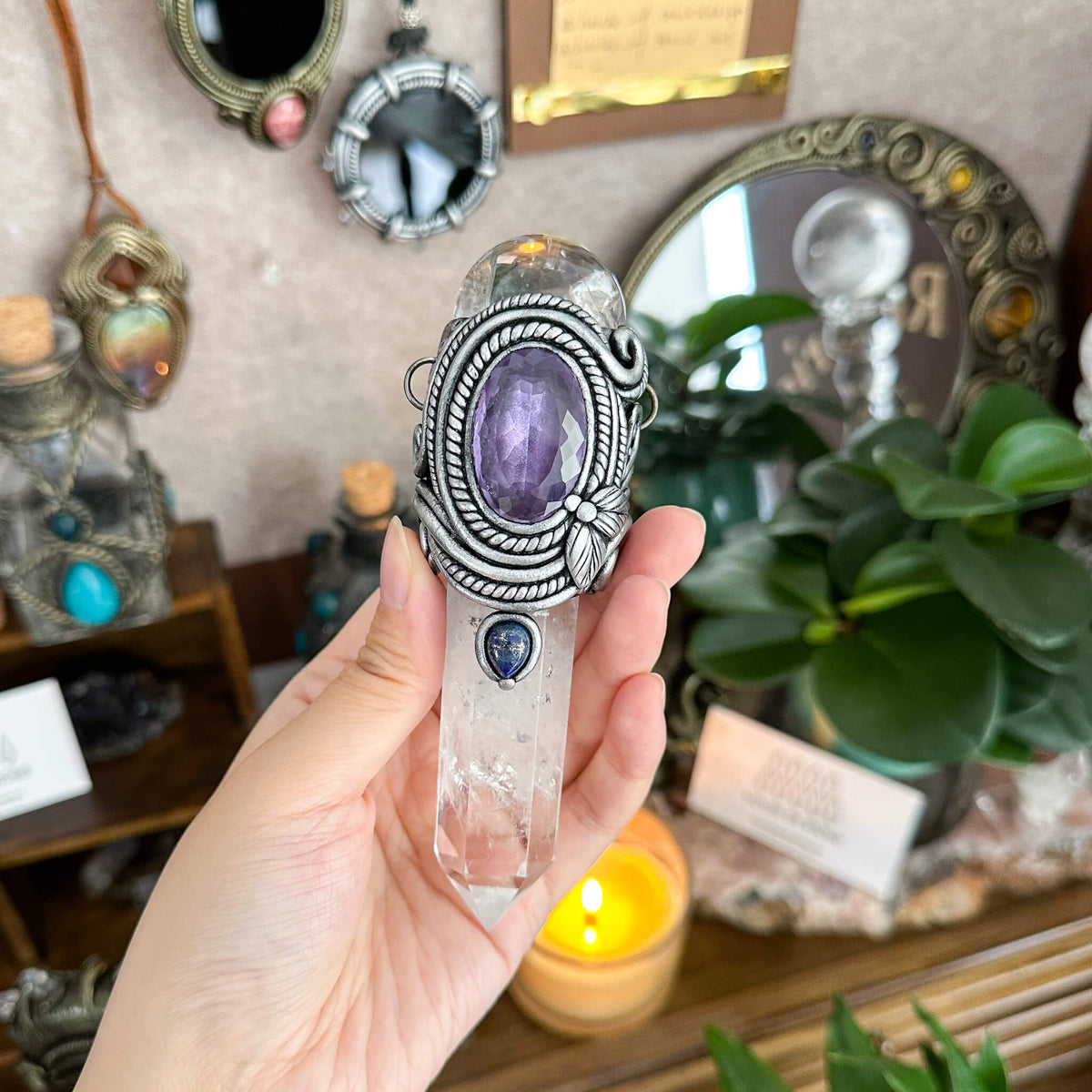 Handmade Natural Clear Quartz Pendant Necklace/Magic Quartz Crystal Protection Pendant/Amulet Talisman Jewelry/Chakra/Altar Tool