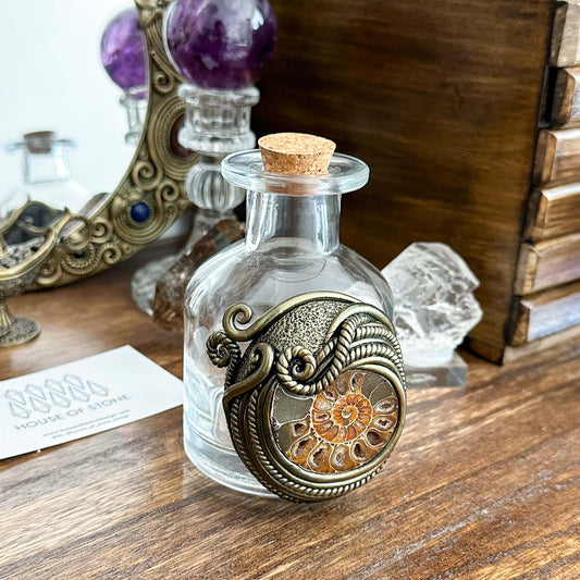 Handmade Natural Crystal Spell Jar/Apothecary Spell Jar/Magic Potion Bottle/Witch Apothecary Bottle/Large Wish bottle/Intention bottle