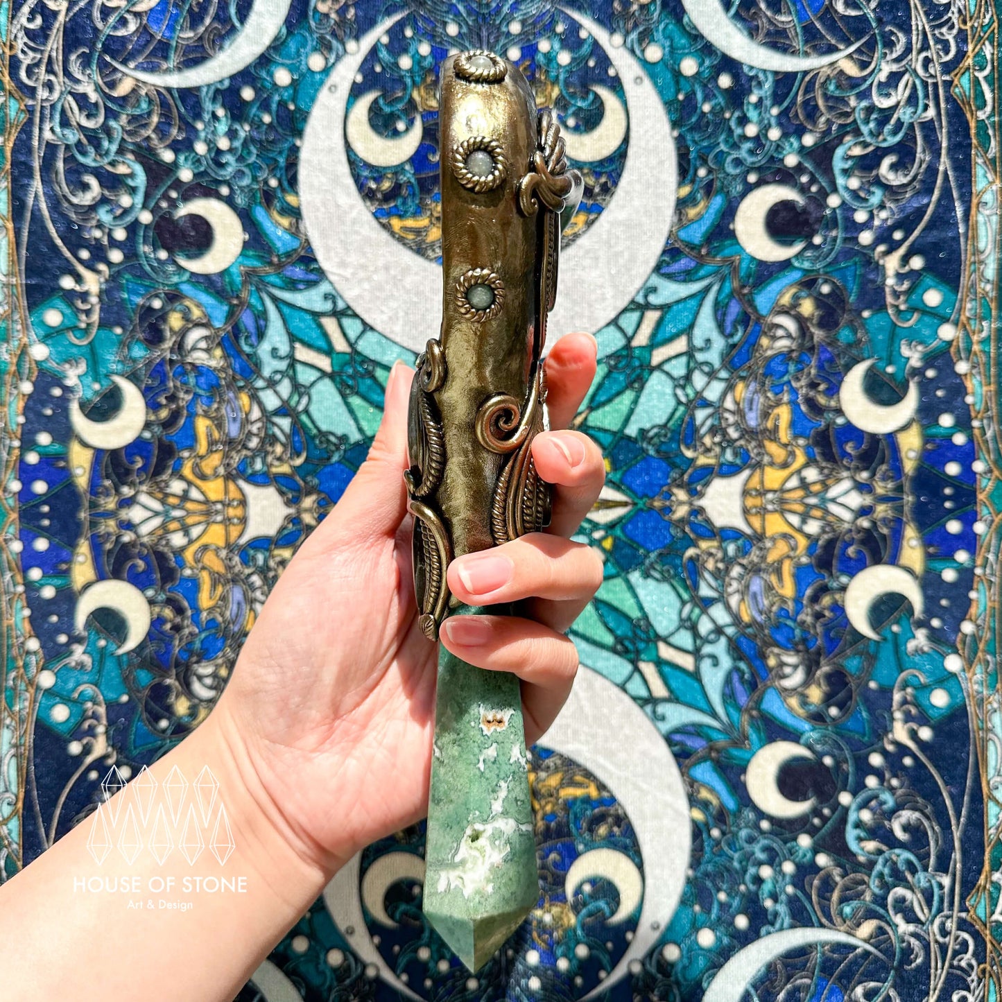 Handmade Natural Black Obsidian Mirror/Magic Obsidian Witch Wand/Crystal Quartz Wand/Scrying Mirror Wand/Root Chakra/Manifest Altar Tool