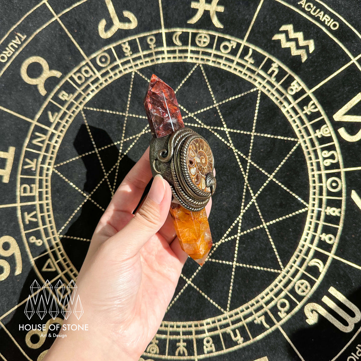 Handmade Natural Fire Quartz Pendant Necklace/Magic Golden Healer Crystal Protection Pendant/Amulet Talisman Jewelry/Chakra/Altar Tool