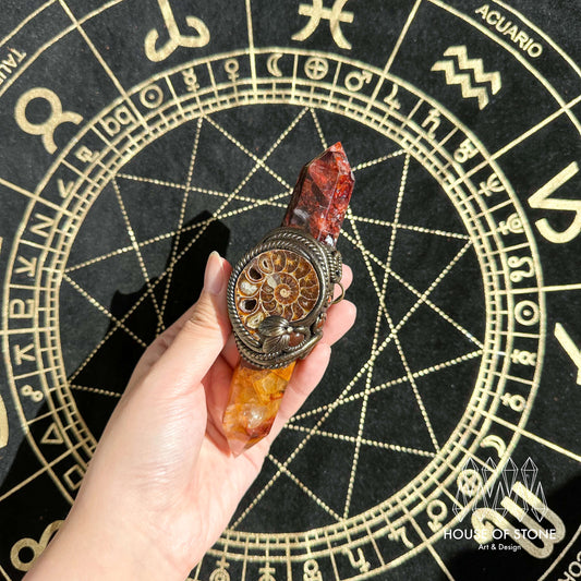 Handmade Natural Fire Quartz Pendant Necklace/Magic Golden Healer Crystal Protection Pendant/Amulet Talisman Jewelry/Chakra/Altar Tool