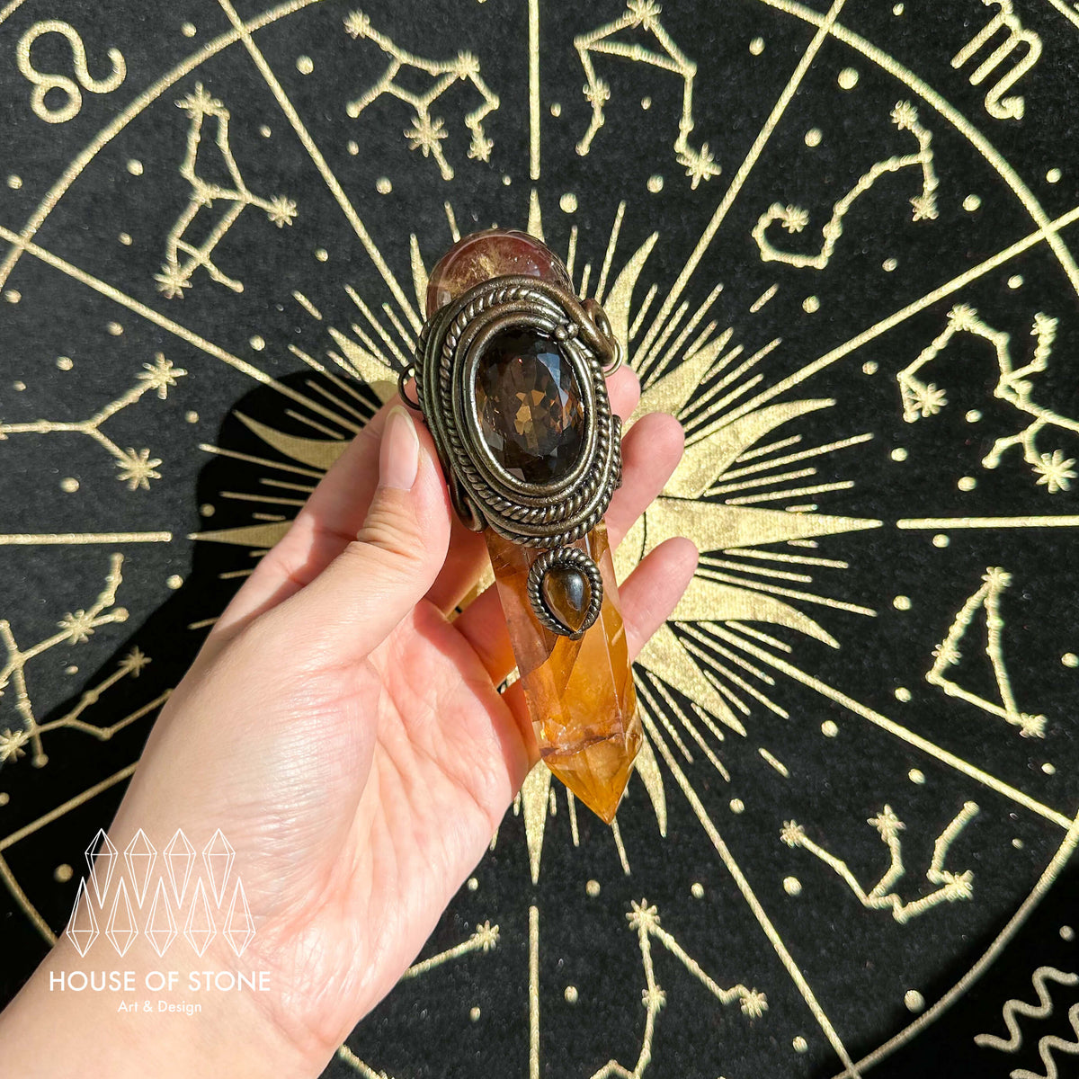 Handmade Natural Golden Healer Quartz Pendant Necklace/Magic Crystal Protection Pendant/Amulet Talisman Jewelry/Chakra/Altar Tool