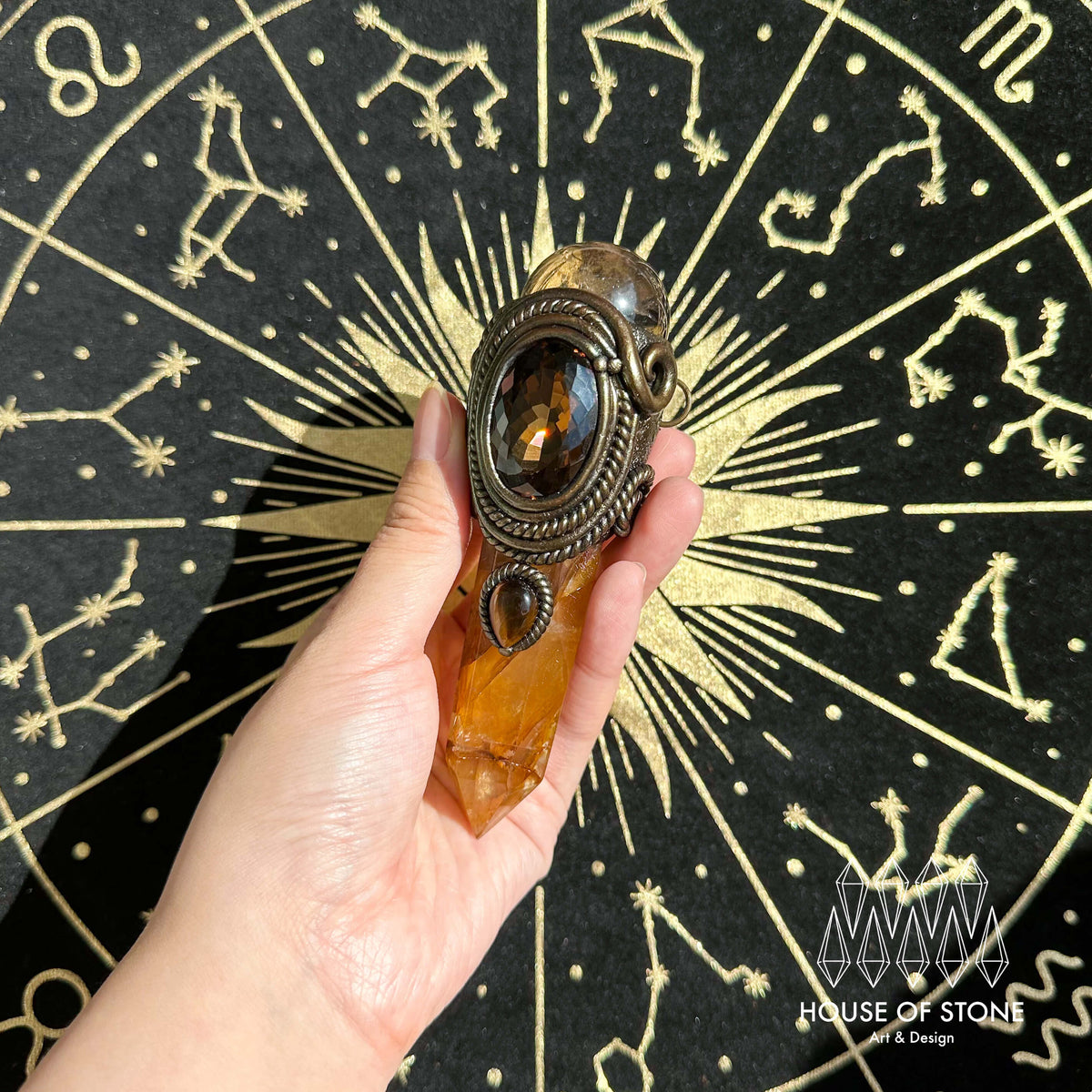 Handmade Natural Golden Healer Quartz Pendant Necklace/Magic Crystal Protection Pendant/Amulet Talisman Jewelry/Chakra/Altar Tool