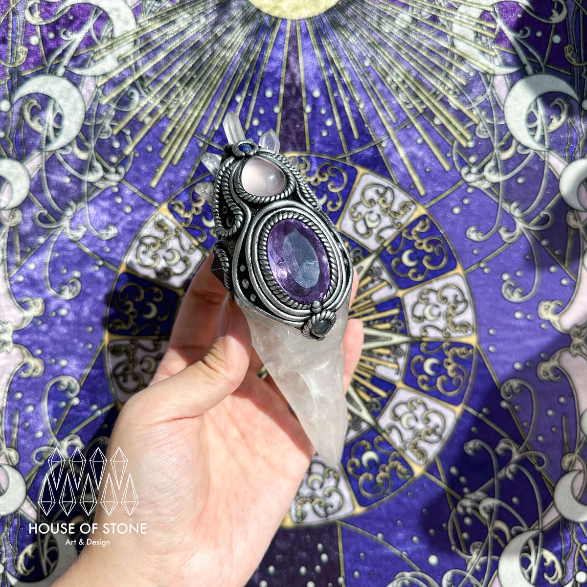 Handmade Natural Clear Quartz Raven Skull Pendant Necklace/Magic Crystal Protection Pendant/Amulet Talisman Jewelry/Chakra/Altar Tool