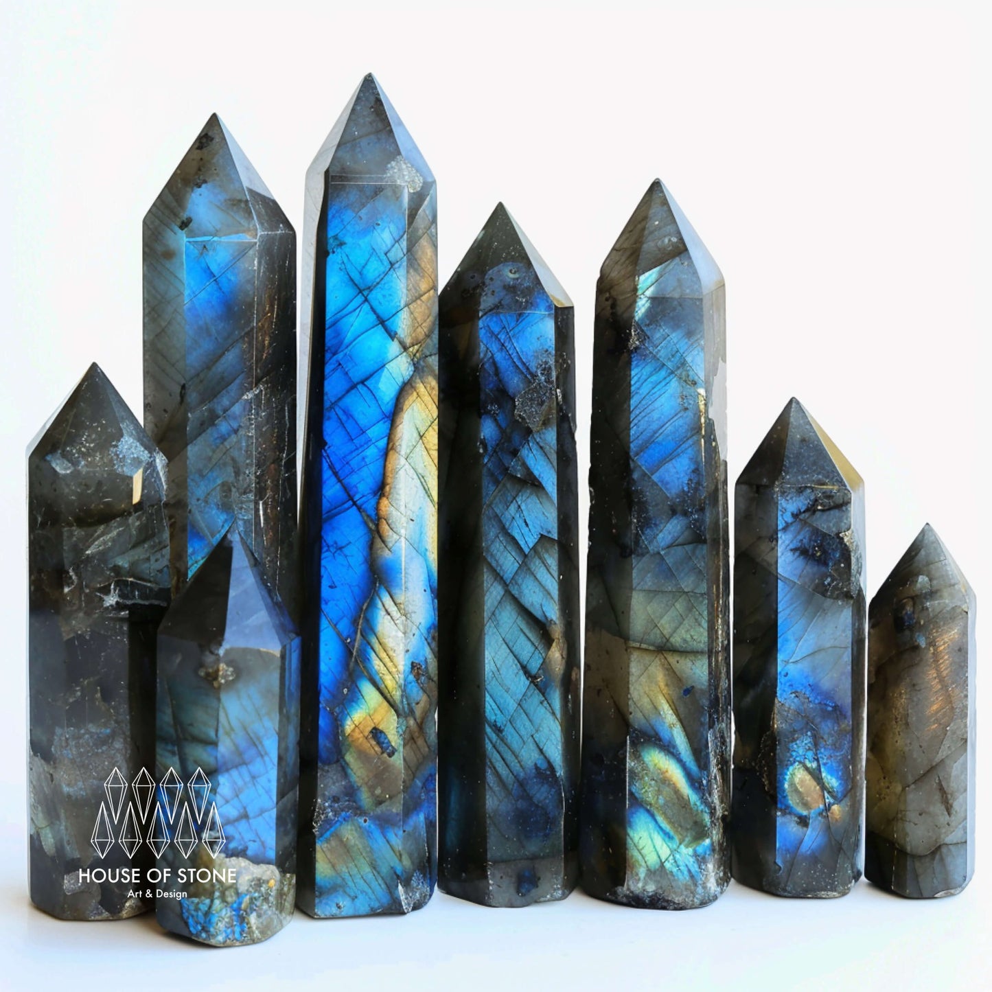 Natural Large Labradorite Point Tower/Rainbow Labradorite Crystal Point Wand/Labradorite Crystal Obelisk/Blue Flash Tower/Chakra Healing