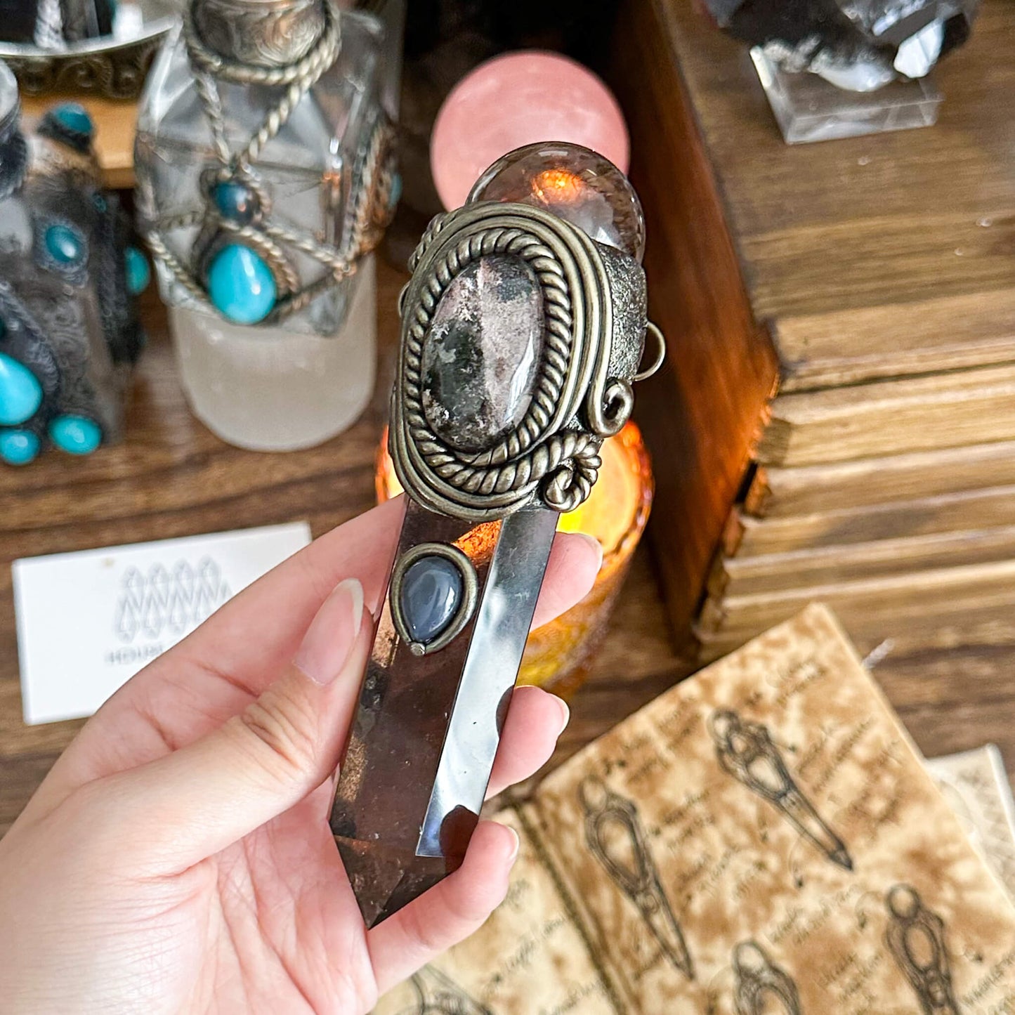 Handmade Natural Smoky Quartz Pendant Necklace/Magic Smoky Quartz Crystal Protection Pendant/Talisman Protection Jewelry/Chakra/Altar Tool
