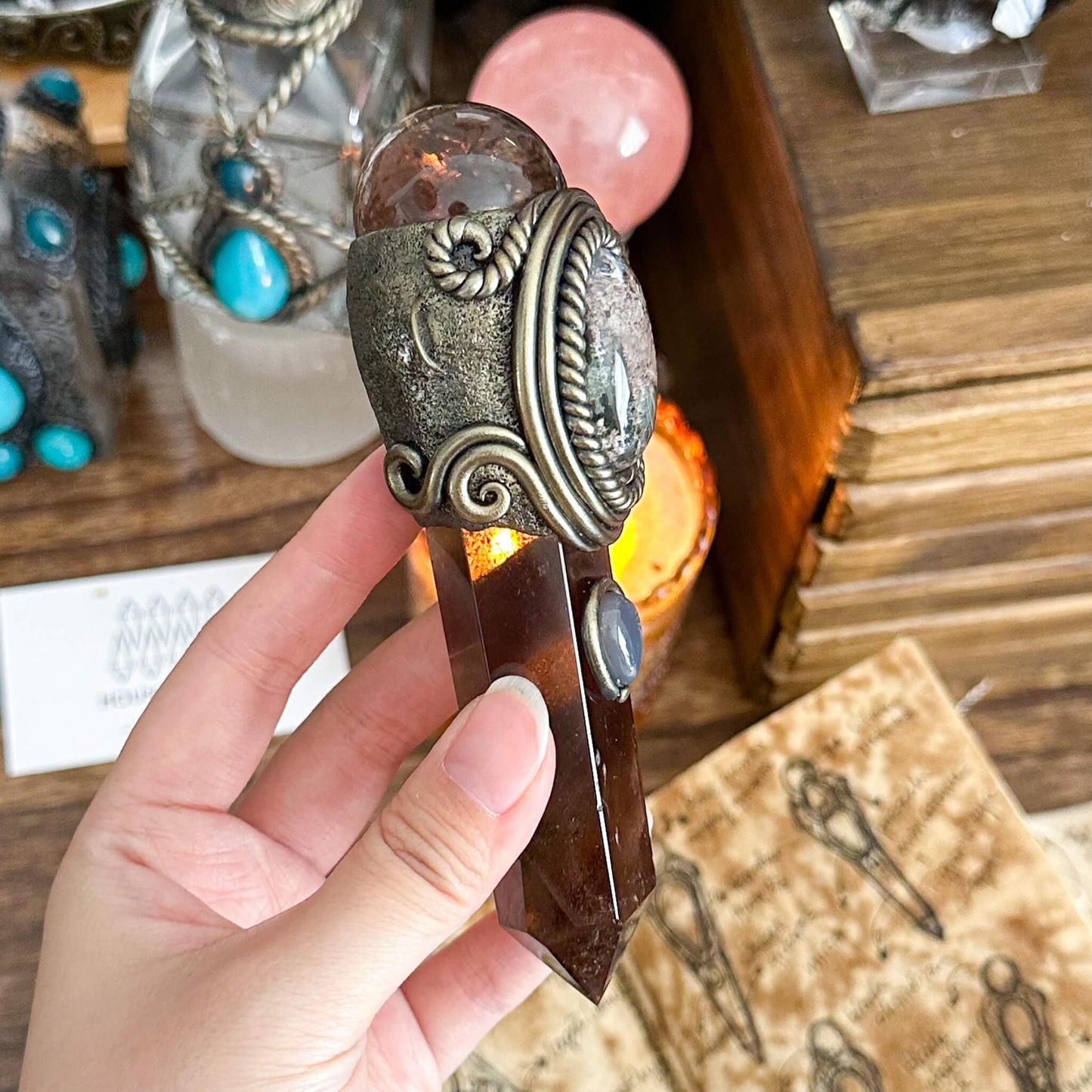 Handmade Natural Smoky Quartz Pendant Necklace/Magic Smoky Quartz Crystal Protection Pendant/Talisman Protection Jewelry/Chakra/Altar Tool