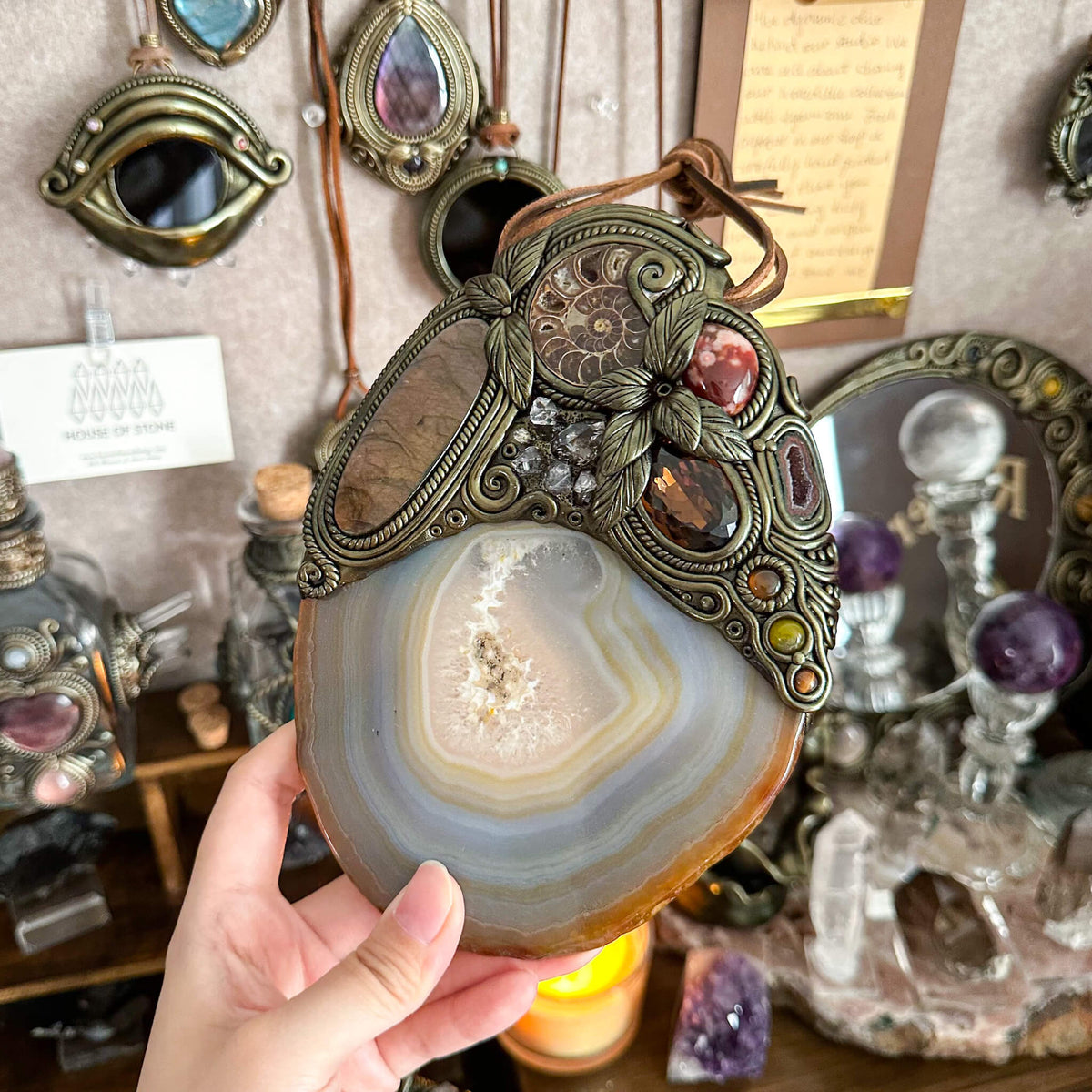 Handmade Natural Agate Crystal Wall Hanging Decor/Spiritual Window Interior Room Hangings/Christmas Crystal Door Hanging