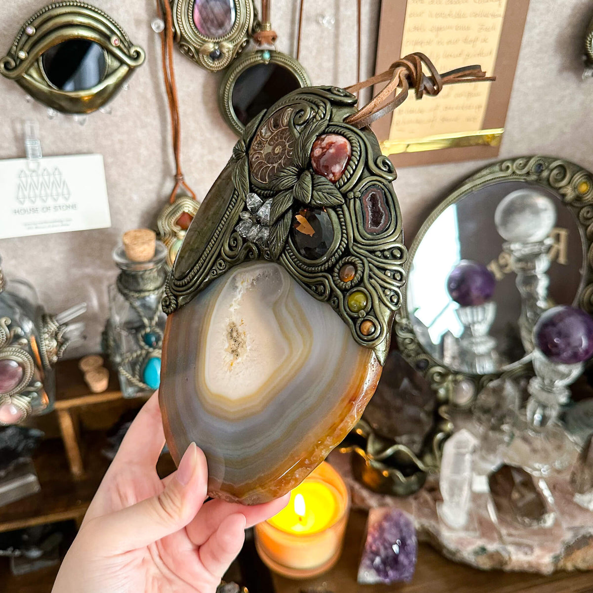 Handmade Natural Agate Crystal Wall Hanging Decor/Spiritual Window Interior Room Hangings/Christmas Crystal Door Hanging