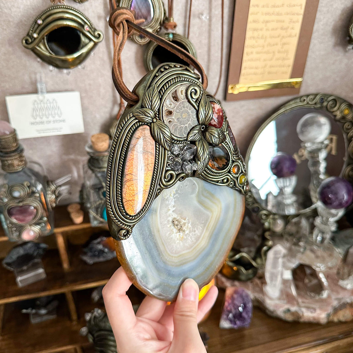 Handmade Natural Agate Crystal Wall Hanging Decor/Spiritual Window Interior Room Hangings/Christmas Crystal Door Hanging