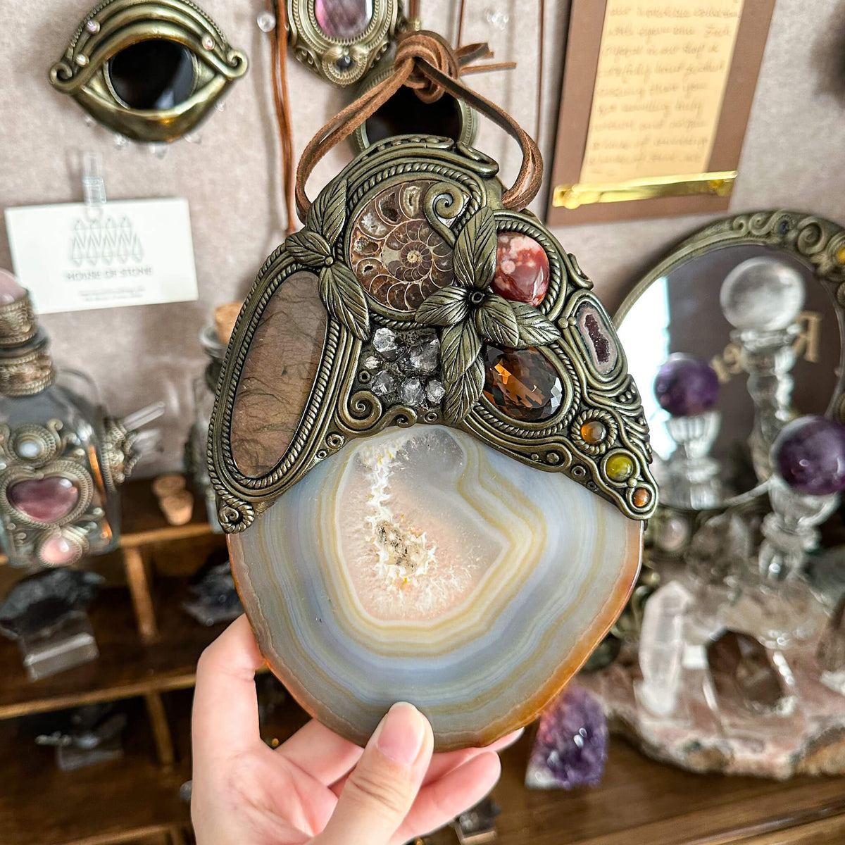 Handmade Natural Agate Crystal Wall Hanging Decor/Spiritual Window Interior Room Hangings/Christmas Crystal Door Hanging