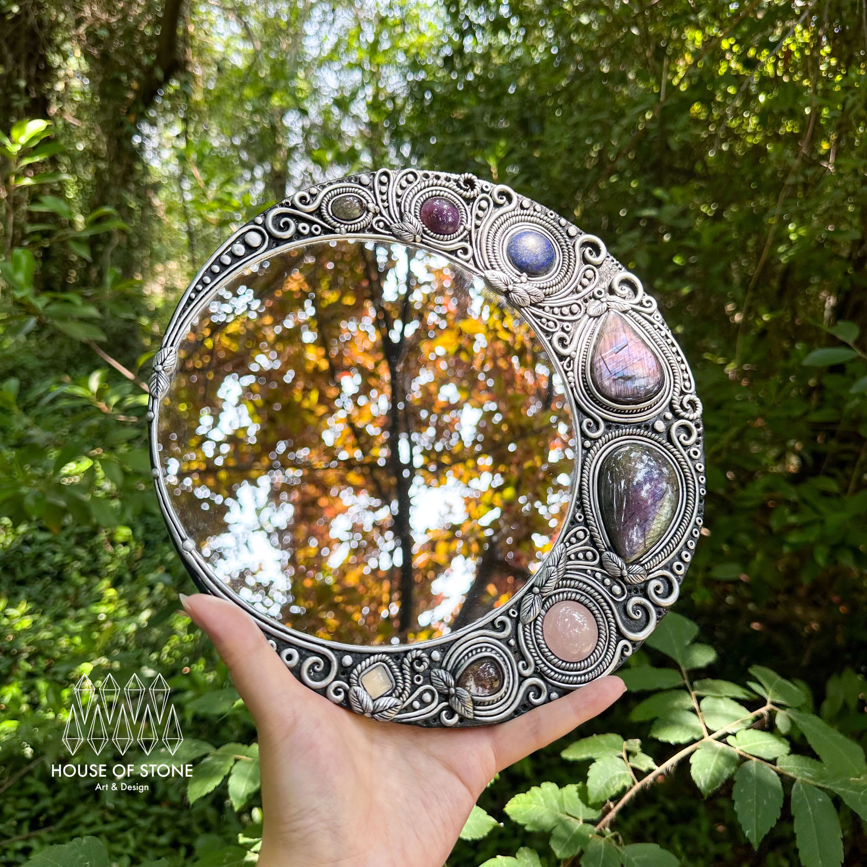 Natural Handmade Crystal Mirror/Magic Crystal Witch Mirror/Labradorite ...