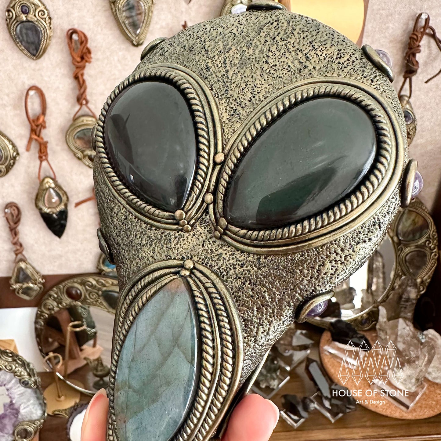 Handmade Natural Black Obsidian Mirror/Magic Obsidian Witch Wand/Crystal Quartz Wand/Scrying Mirror Wand/Chakra/Manifest Altar Tool