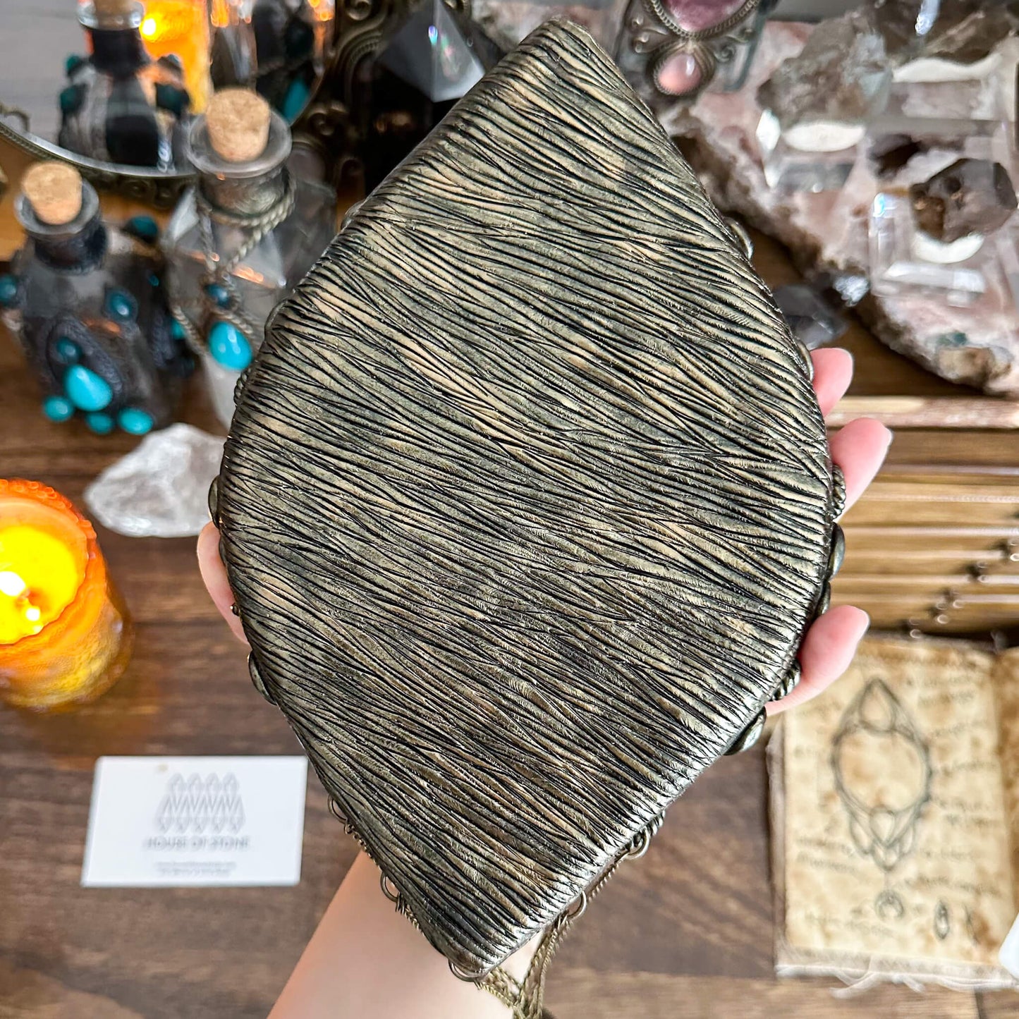 Handmade Natural Black Obsidian Crystal Wall Hanging Decor/Magic XLarge Obsidian Mirror Spiritual Window Interior Room Hangings/Scrying Mirror Door Hanging/Altar Tool