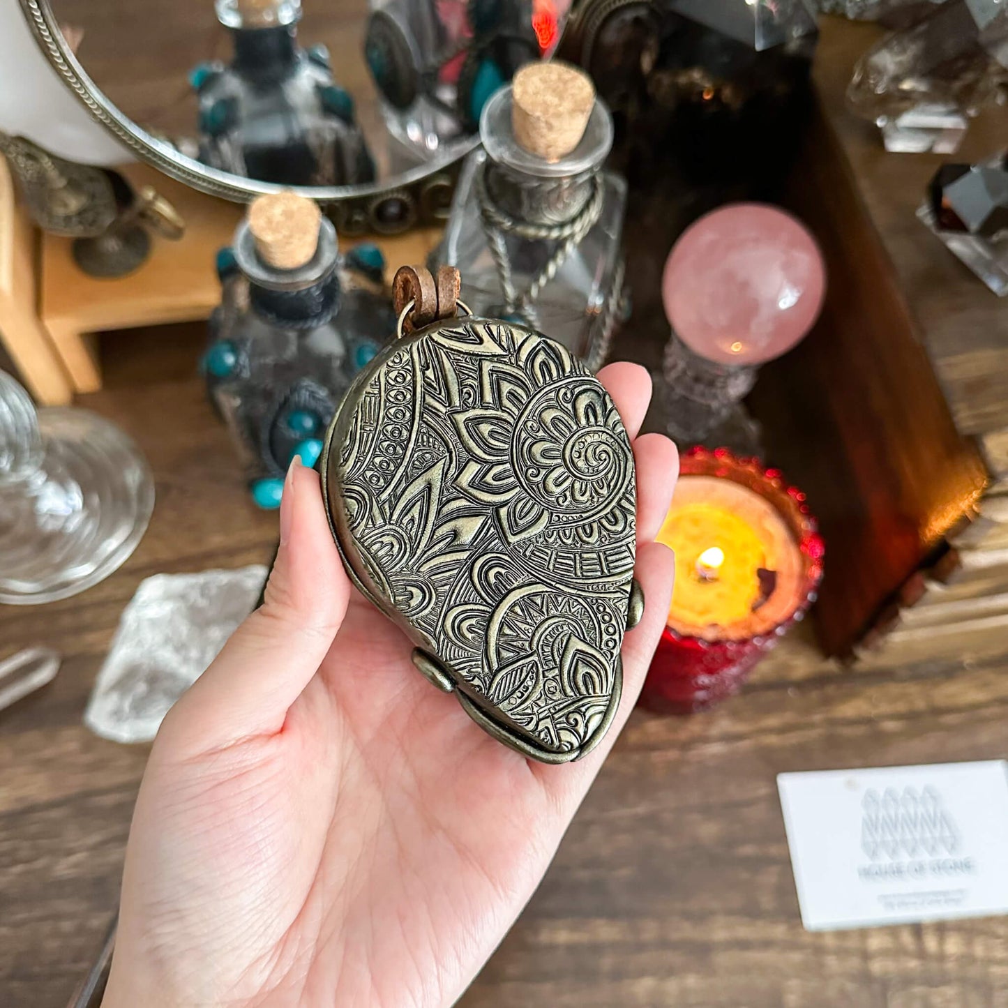 Handmade Natural Black Obsidian Pendant Necklace/Magic Obsidian Mirror Crystal Pendant/Scrying Mirror Talisman Protection Jewelry/Altar Tool