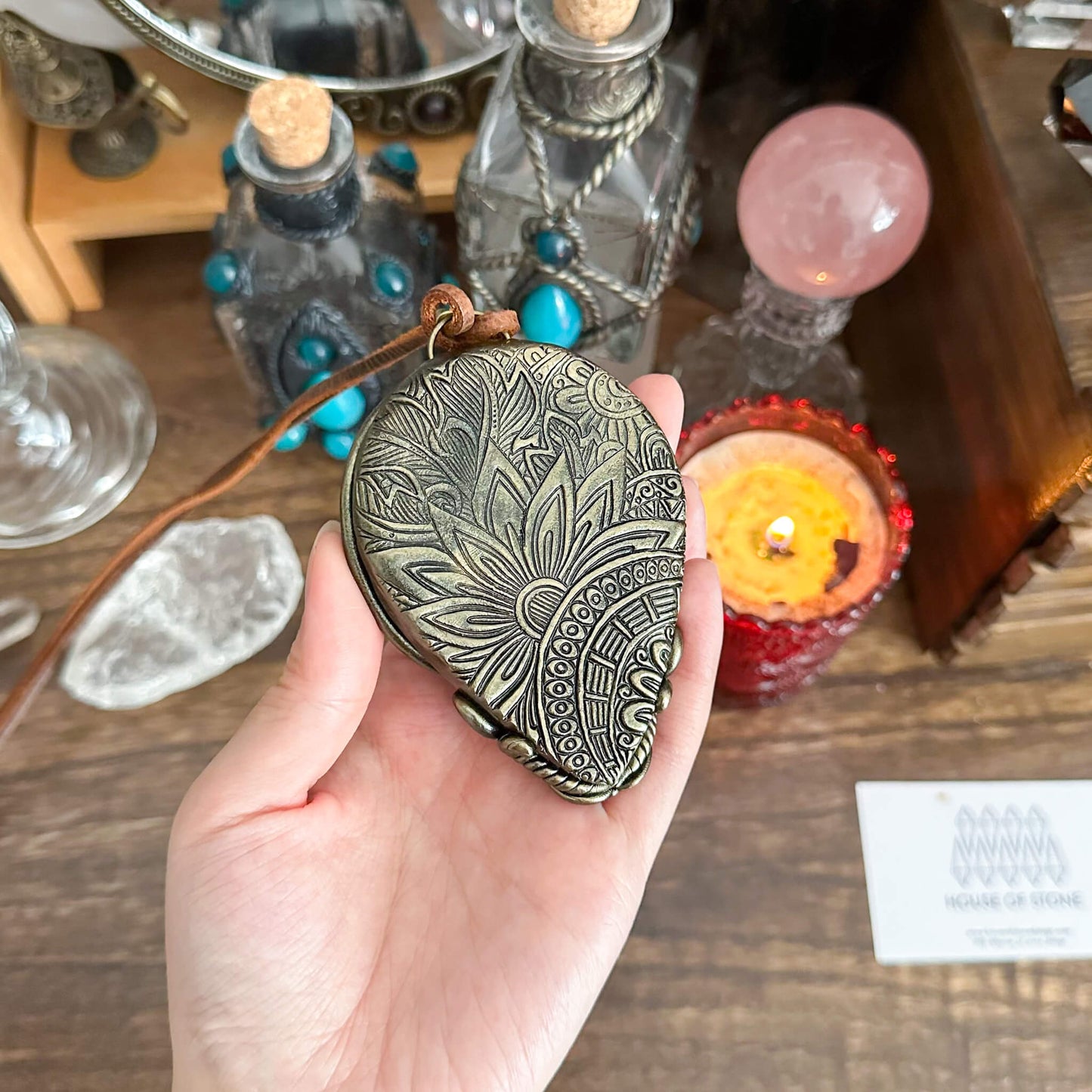 Handmade Natural Black Obsidian Pendant Necklace/Magic Obsidian Mirror Crystal Pendant/Scrying Mirror Talisman Protection Jewelry/Altar Tool