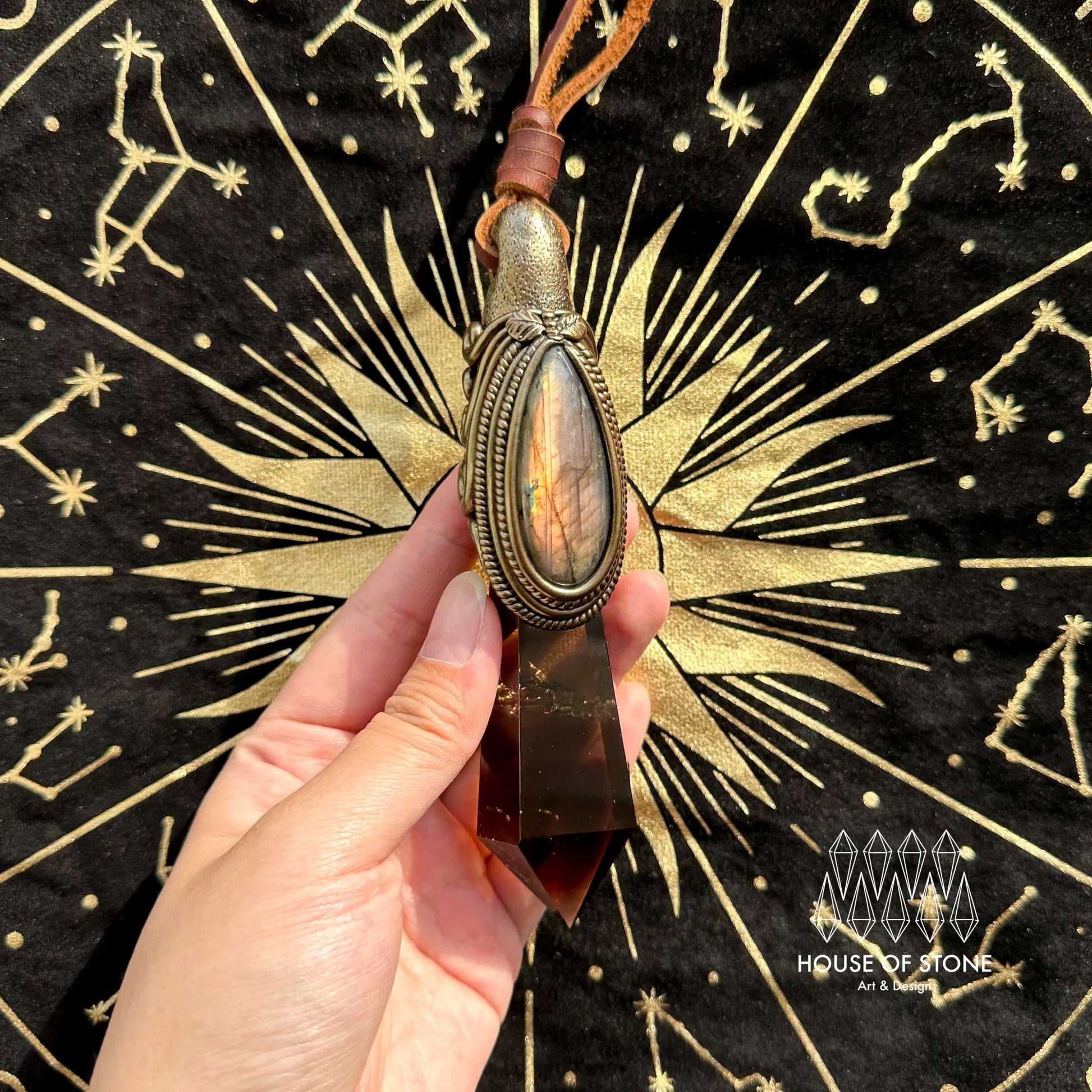 Natural Handmade Crystal Smoky Quartz Pendant Necklace/Magic