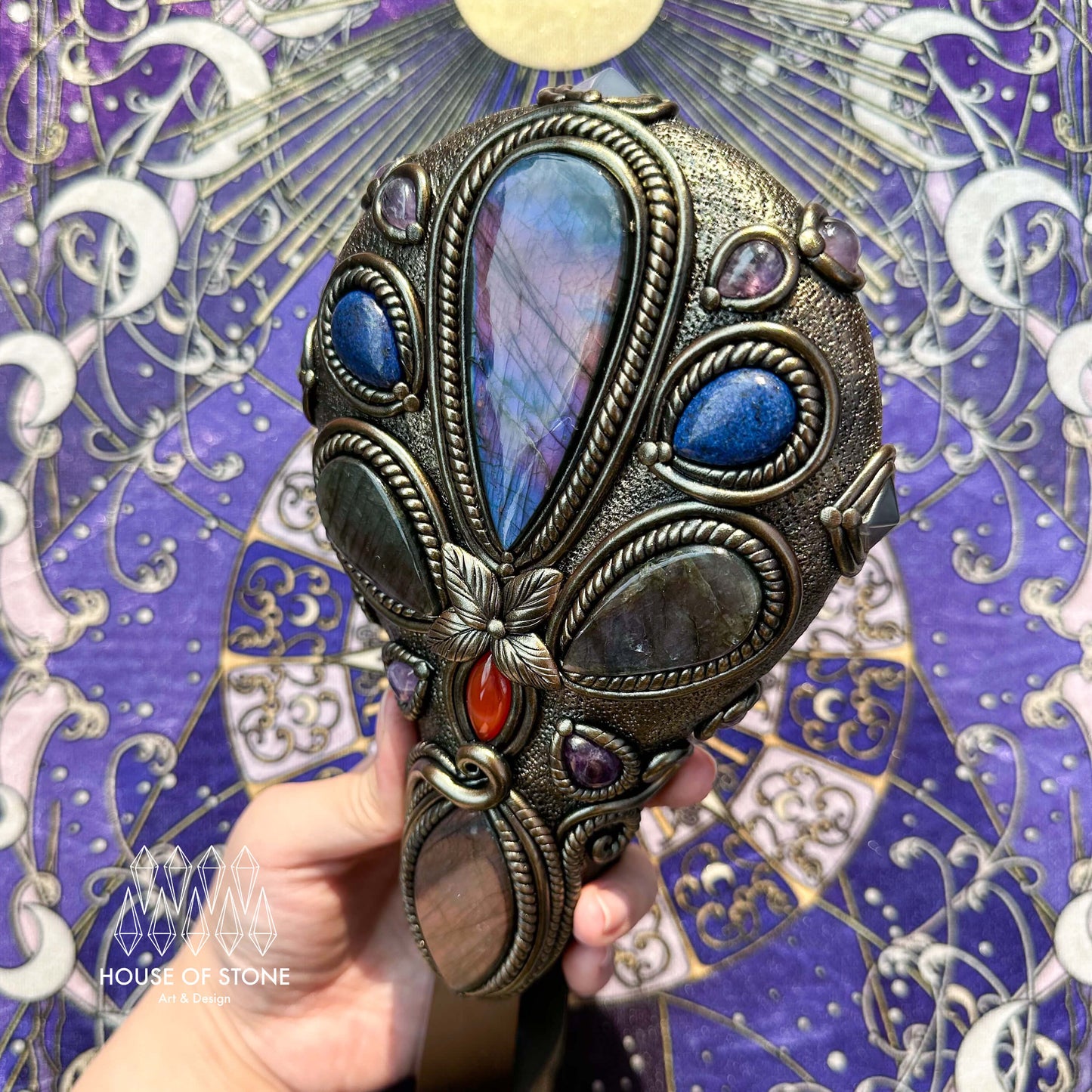 Handmade Natural Black Obsidian Mirror/Magic Obsidian Witch Wand/Crystal Quartz Wand/Scrying Mirror Wand/Root Chakra/Manifest Altar Tool