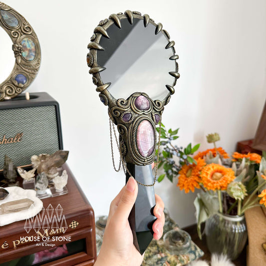 Handmade Natural Black Obsidian Mirror/Magic XXLarge Obsidian Witch Wand/Crystal Quartz Wand/Scrying Mirror Wand/Root Chakra/Manifest Altar Tool